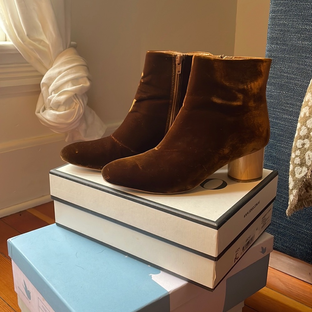 Sydney Brown Velvet Booties